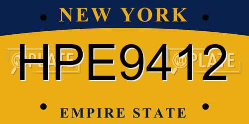 HPE9412 New York License Plate