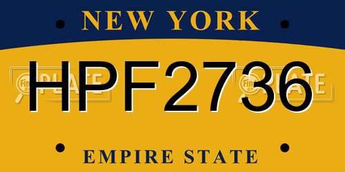 HPF2736 New York License Plate
