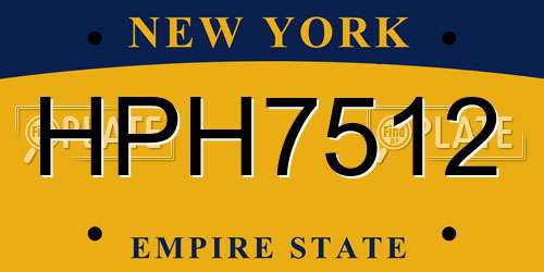HPH7512 New York License Plate