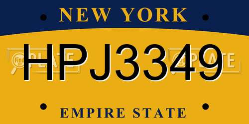 HPJ3349 New York License Plate