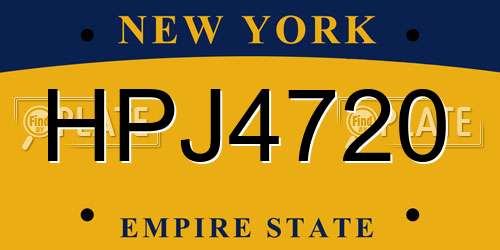 HPJ4720 New York License Plate