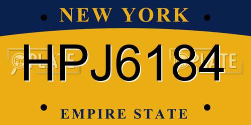 HPJ6184 New York License Plate