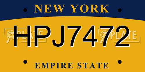 HPJ7472 New York License Plate