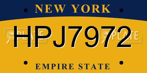 HPJ7972 New York License Plate