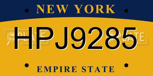 HPJ9285 New York License Plate