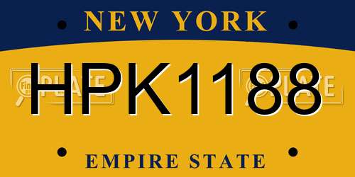 HPK1188 New York License Plate