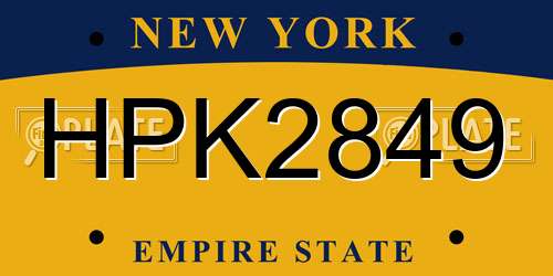 HPK2849 New York License Plate