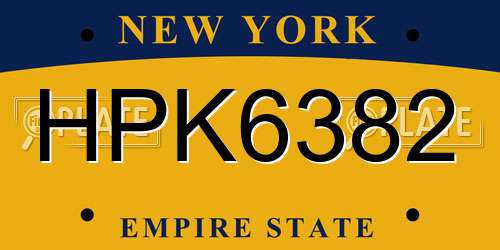HPK6382 New York License Plate