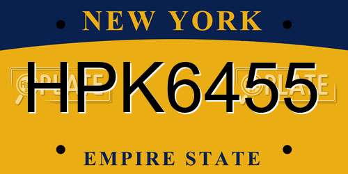 HPK6455 New York License Plate