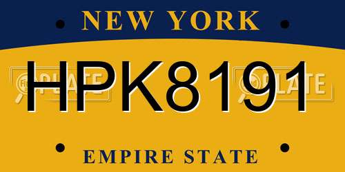 HPK8191 New York License Plate
