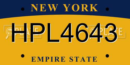 HPL4643 New York License Plate