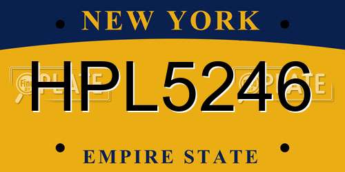 HPL5246 New York License Plate