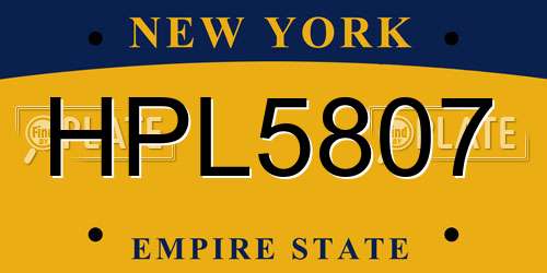 HPL5807 New York License Plate