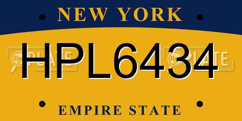 HPL6434 New York License Plate