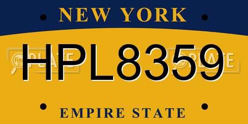 HPL8359 New York License Plate