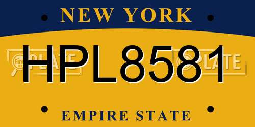 HPL8581 New York License Plate