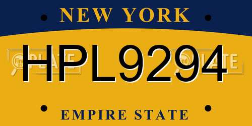 HPL9294 New York License Plate