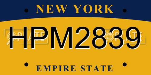 HPM2839 New York License Plate