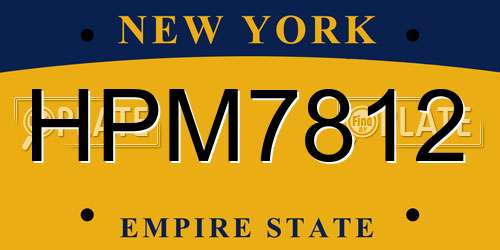 HPM7812 New York License Plate