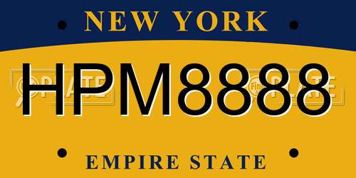 HPM8888 New York License Plate