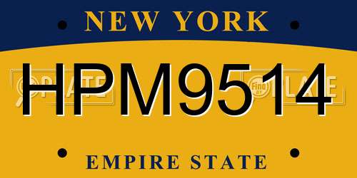 HPM9514 New York License Plate
