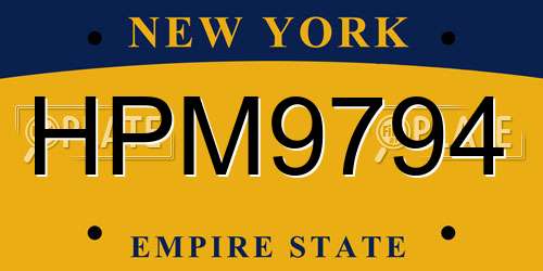 HPM9794 New York License Plate