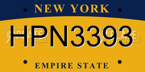 HPN3393 New York License Plate