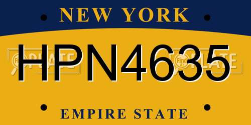HPN4635 New York License Plate