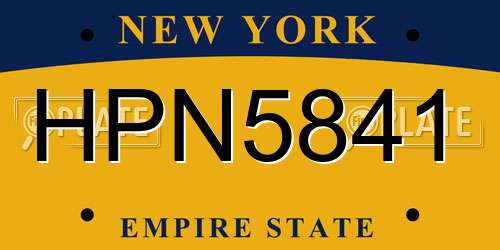 HPN5841 New York License Plate