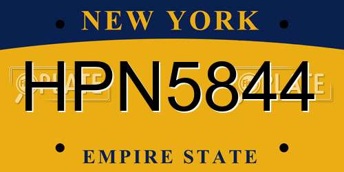 HPN5844 New York License Plate