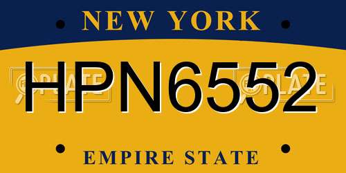 HPN6552 New York License Plate