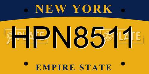 HPN8511 New York License Plate