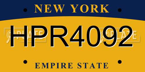 HPR4092 New York License Plate