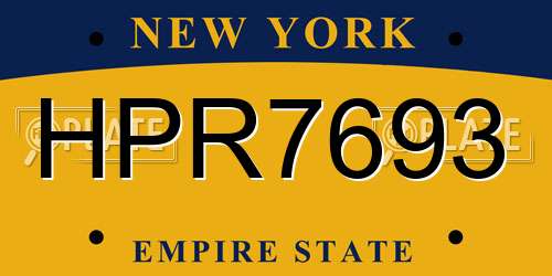 HPR7693 New York License Plate