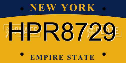 HPR8729 New York License Plate