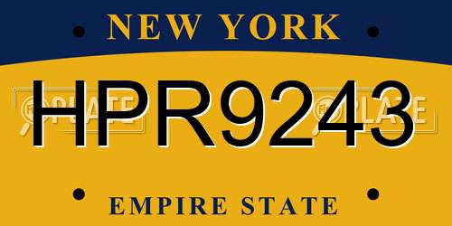 HPR9243 New York License Plate