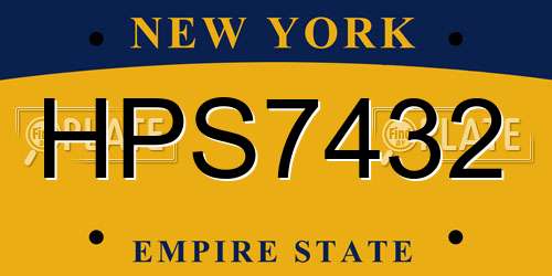 HPS7432 New York License Plate