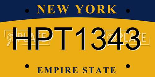 HPT1343 New York License Plate