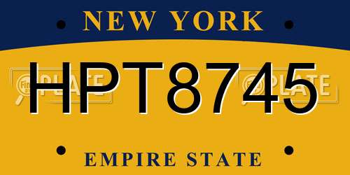 HPT8745 New York License Plate