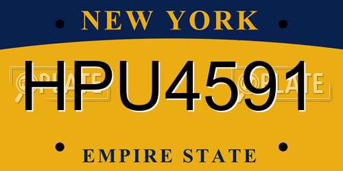 HPU4591 New York License Plate