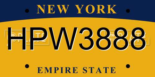 HPW3888 New York License Plate