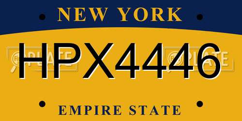 HPX4446 New York License Plate