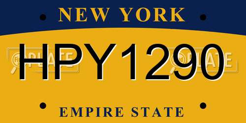 HPY1290 New York License Plate
