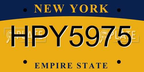 HPY5975 New York License Plate