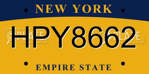 HPY8662 New York License Plate