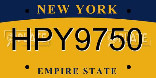 HPY9750 New York License Plate