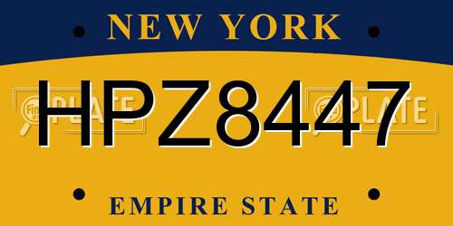HPZ8447 New York License Plate