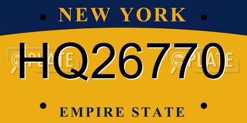 HQ26770 New York License Plate