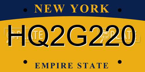 HQ2G220 New York License Plate