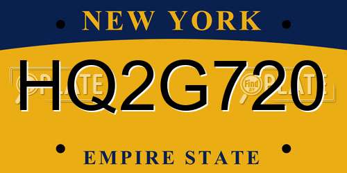 HQ2G720 New York License Plate
